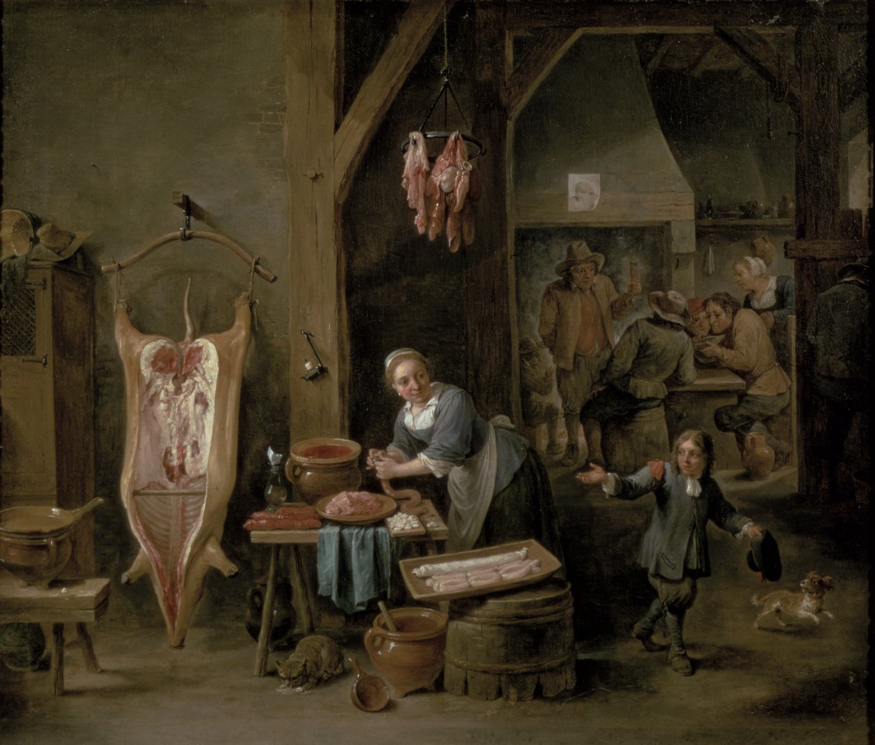 Pølselaging, 1651 av David Teniers the Younger