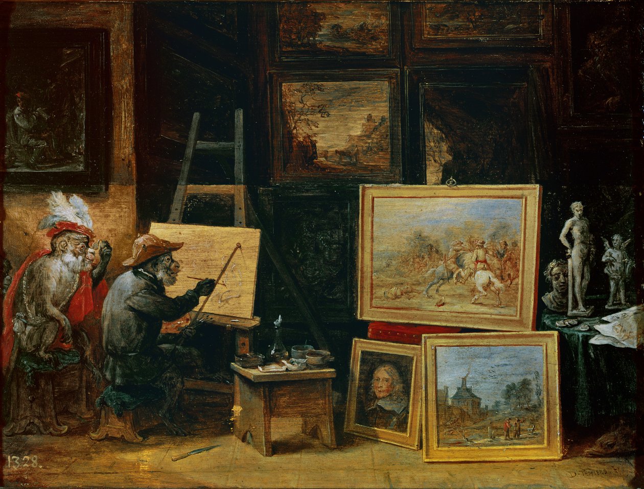 The Monkey Painter, 1805 (olje på kobber) av David Teniers the Younger