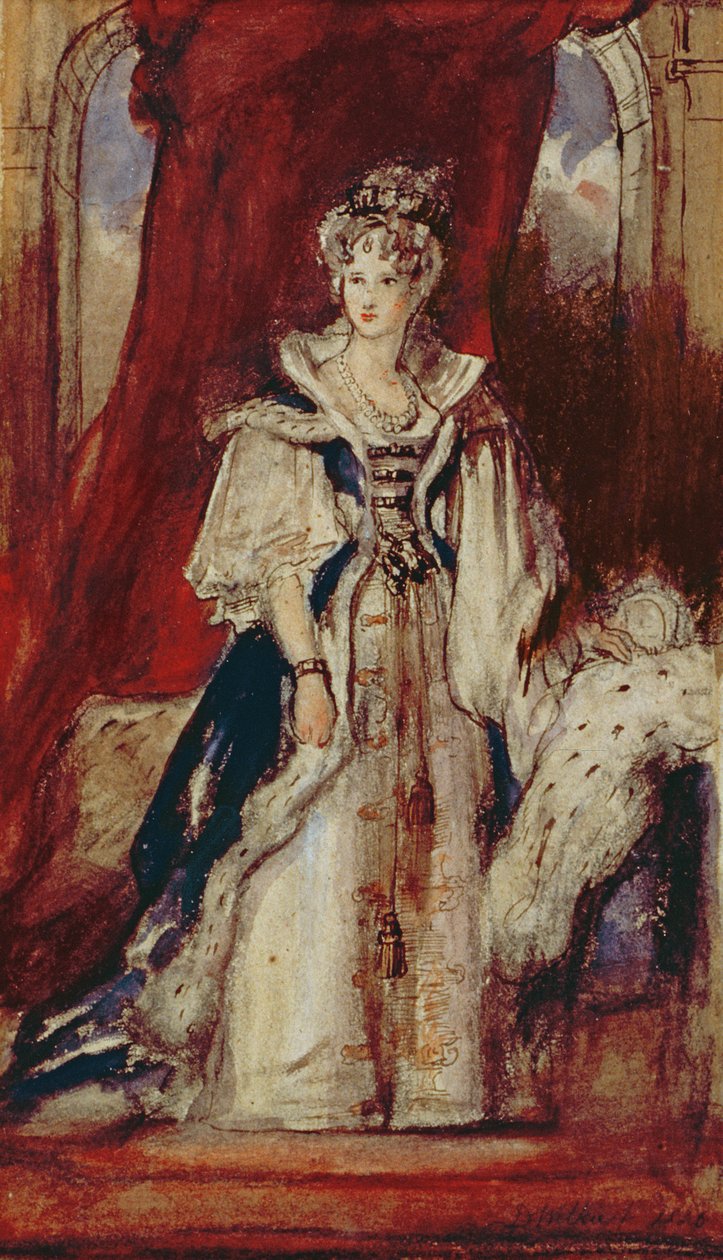 Dronning Adelaide (1792-1849) 1836 (penn og wc på papir) av David Wilkie