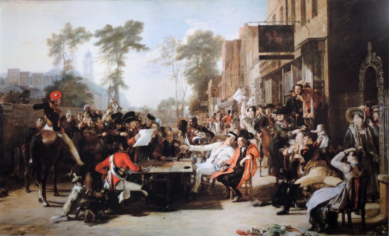 Pensjonistene i Chelsea leser Waterloo Dispatch av David Wilkie