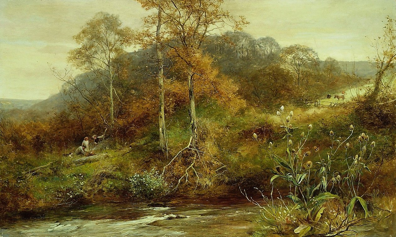 Autumn River Scene, The Brook av David Bates