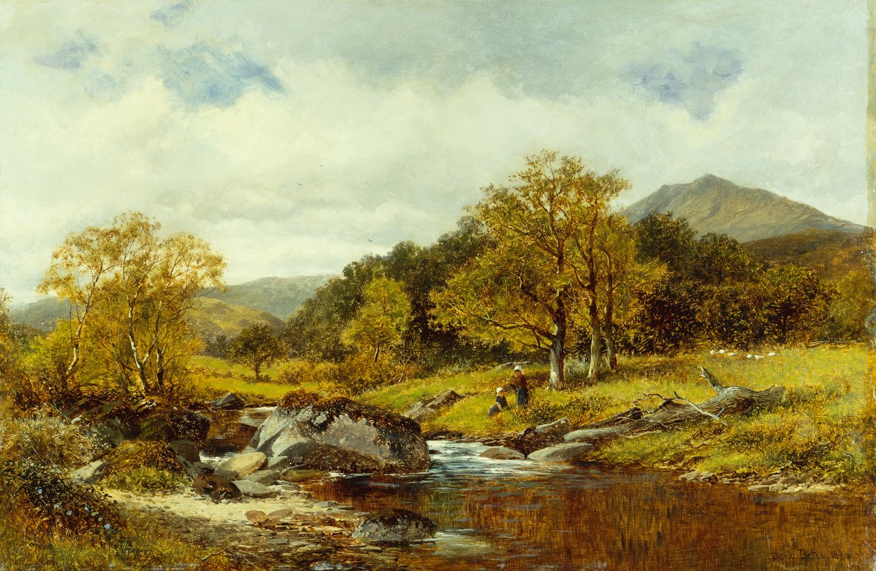 På elvebredden (olje på lerret) av David Bates