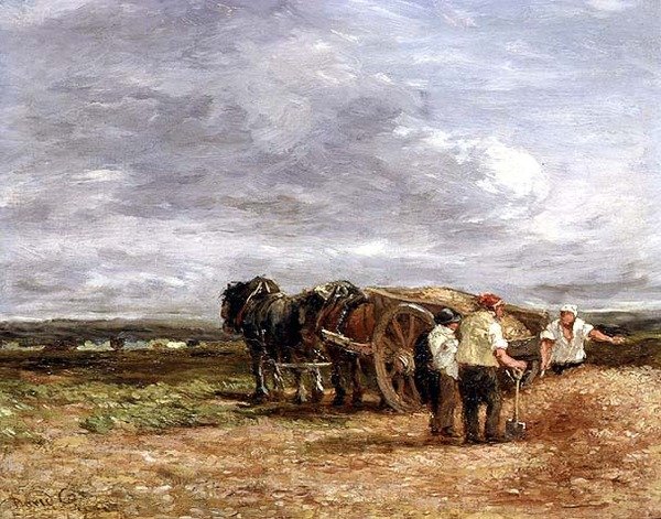 Carting Shingle (olje på panel) av David Cox