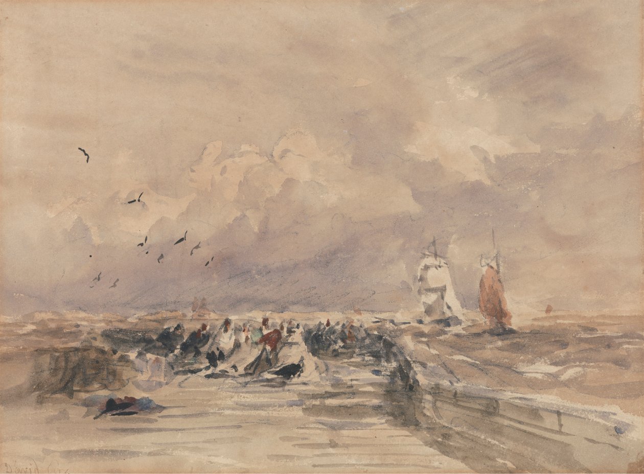 Dieppe Pier, Stiff Breeze av David Cox
