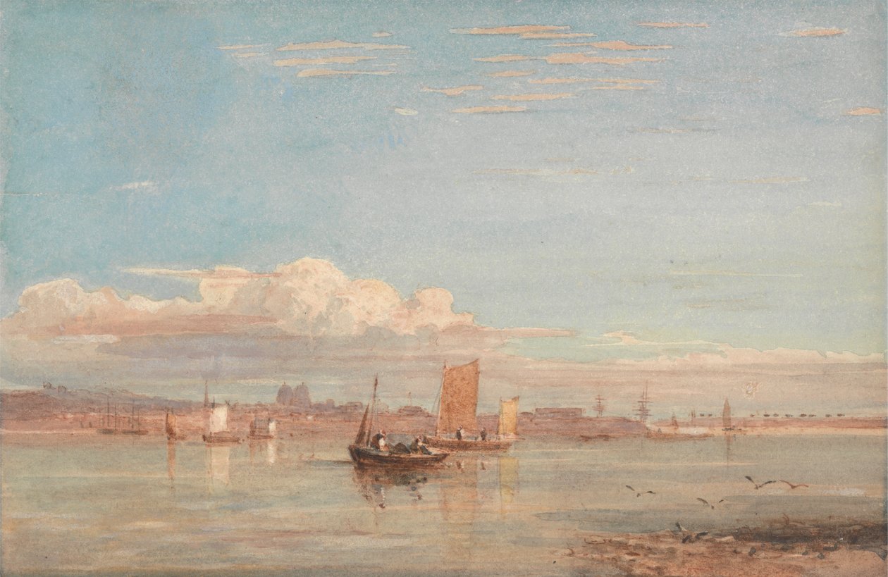 Greenwich Hospital fra Woolwich Reach av David Cox