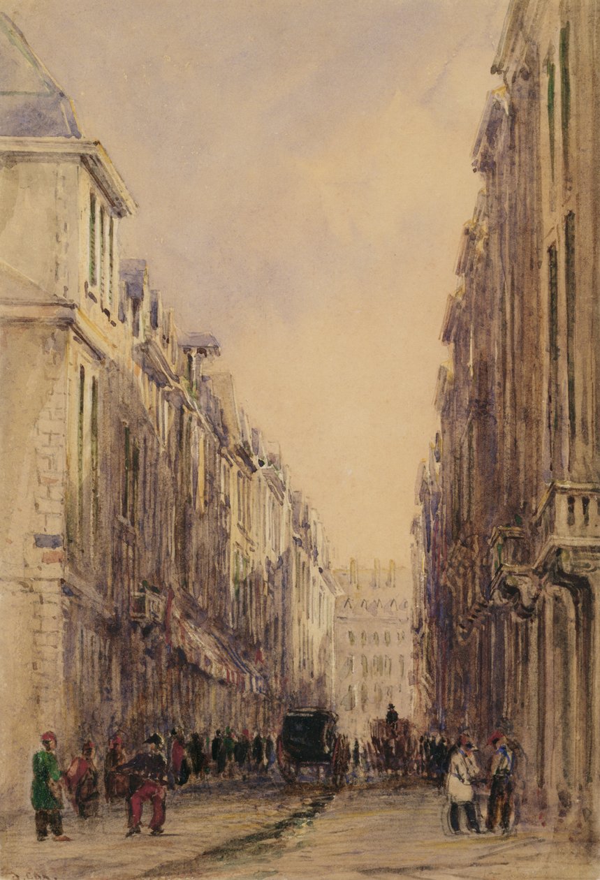 Rue Vivienne, Paris (wc på papir) av David Cox