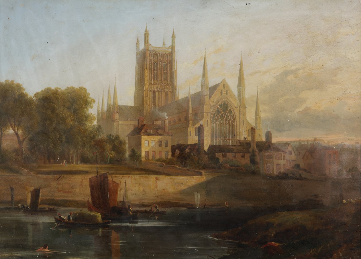 Worcester katedral, elven Severn av David Cox