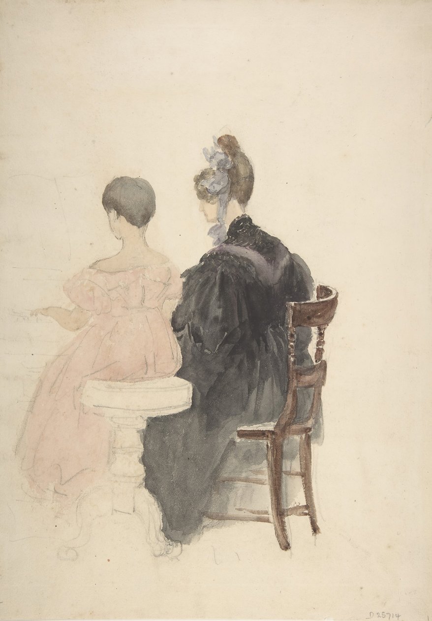 En pianoleksjon, 1800-1859. av David Cox the elder