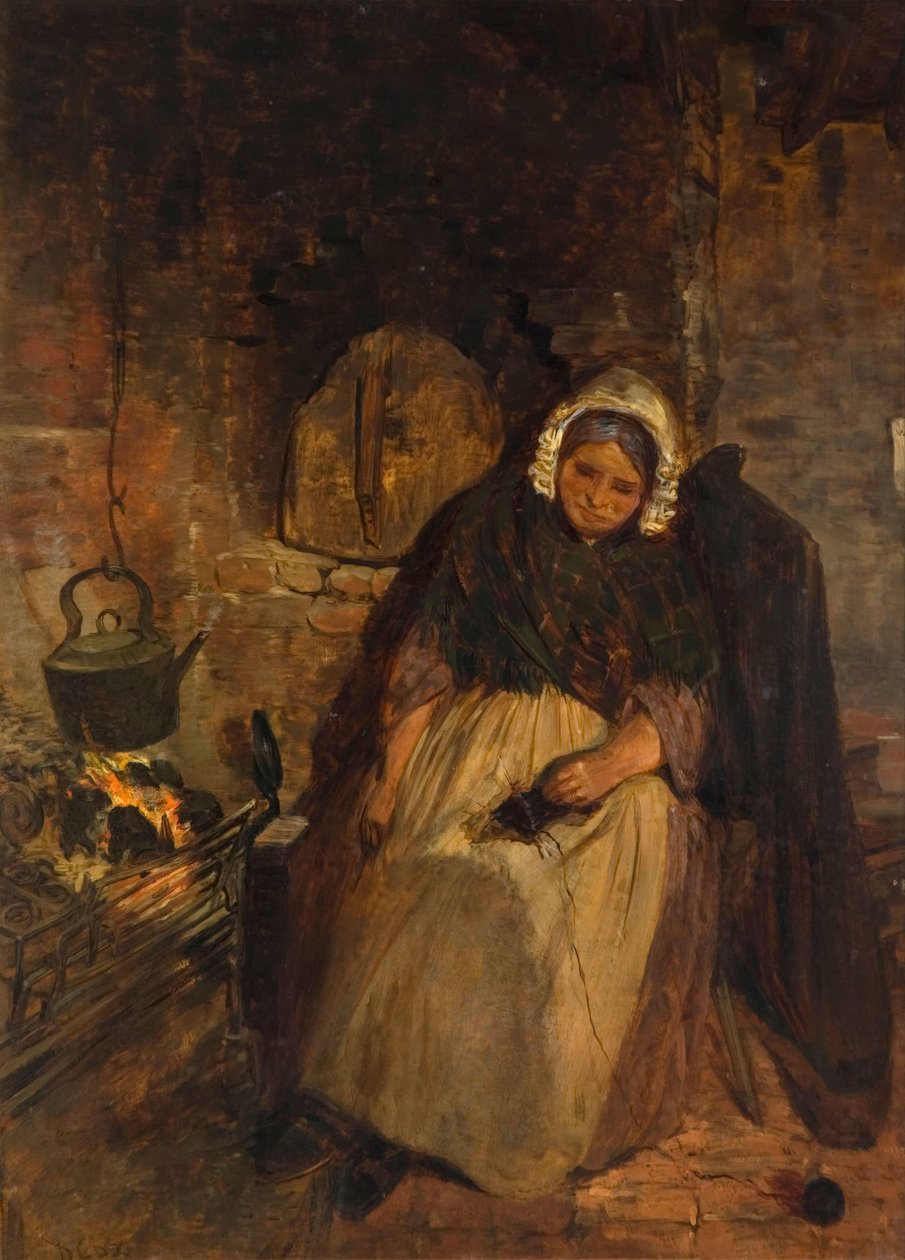 En gammel kvinne sover, 1859. av David Cox the elder
