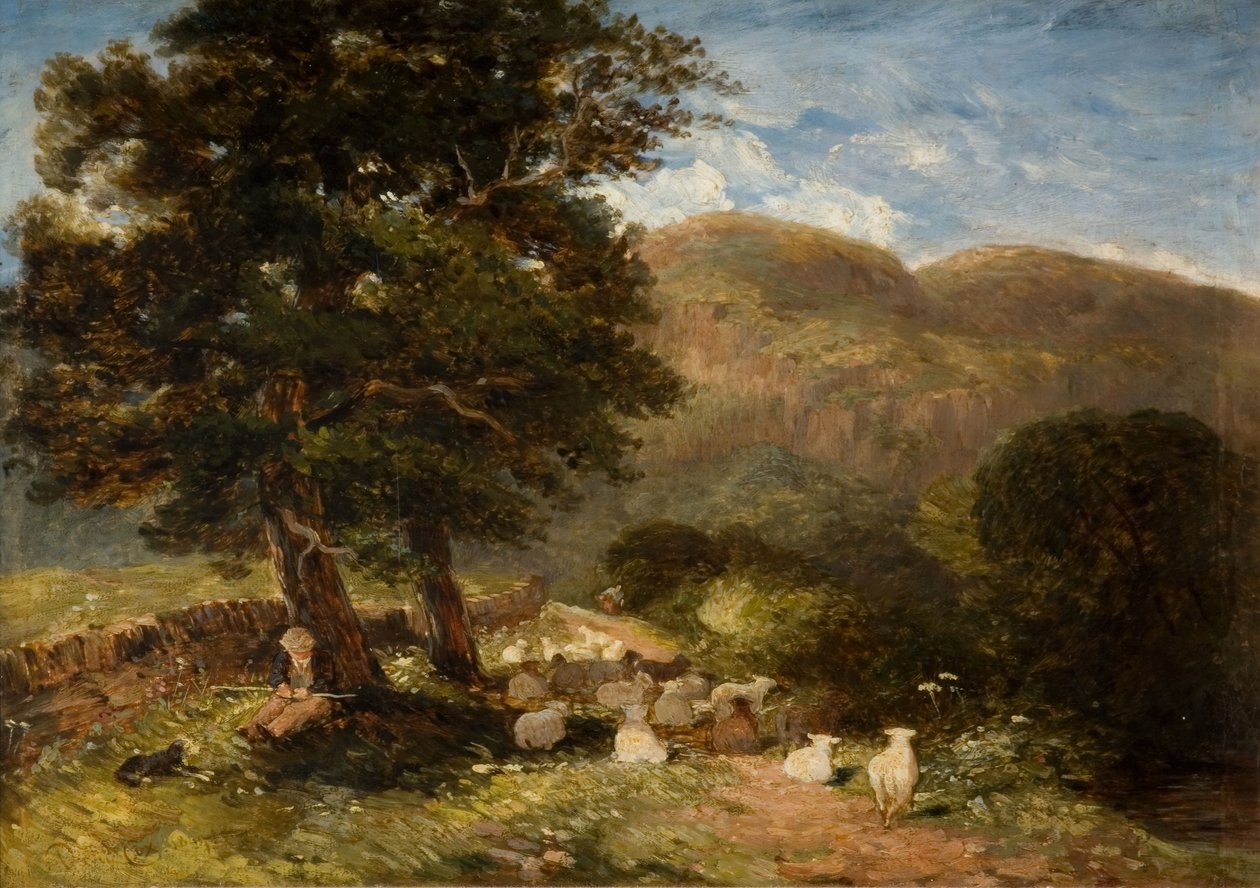 Tending Sheep, Bettws-y-Coed, 1849. av David Cox the elder