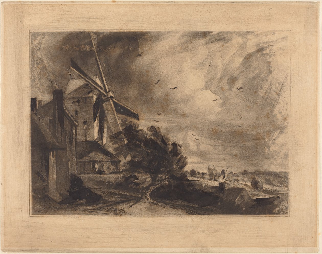 En mølle av David Lucas after John Constable