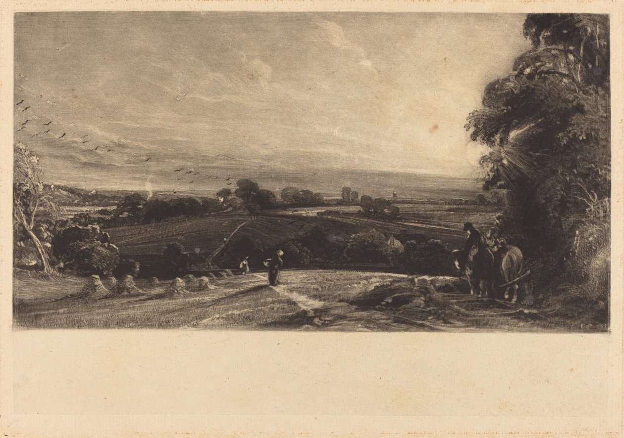 Høstsolnedgang av David Lucas after John Constable