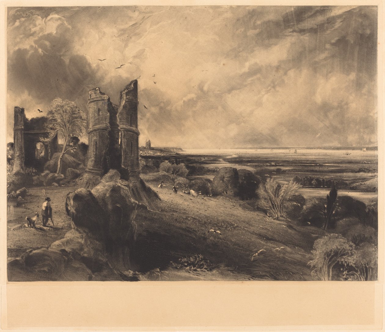 Hadleigh Castle (stor tallerken) av David Lucas after John Constable