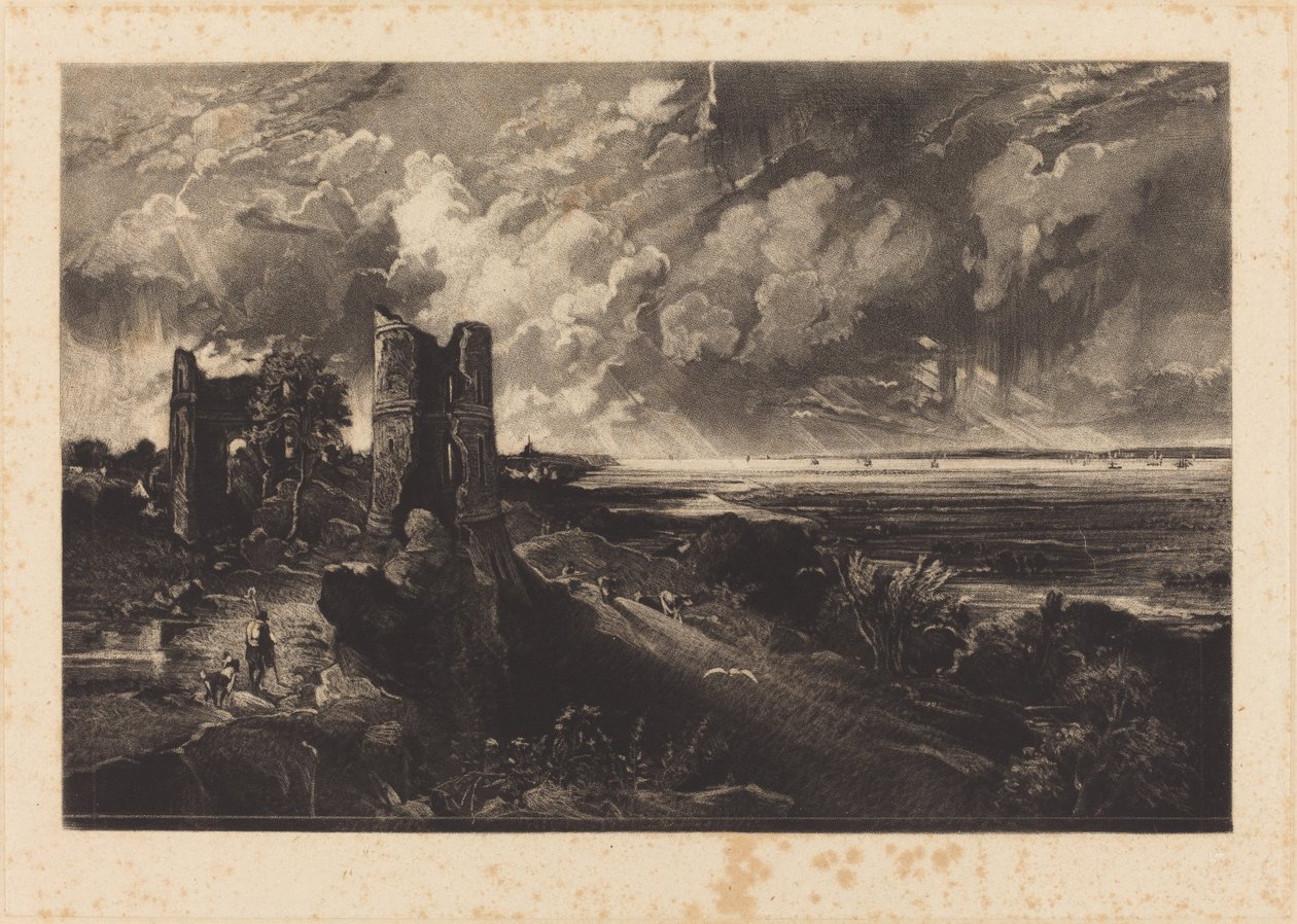 Hadleigh Castle (liten tallerken) av David Lucas after John Constable