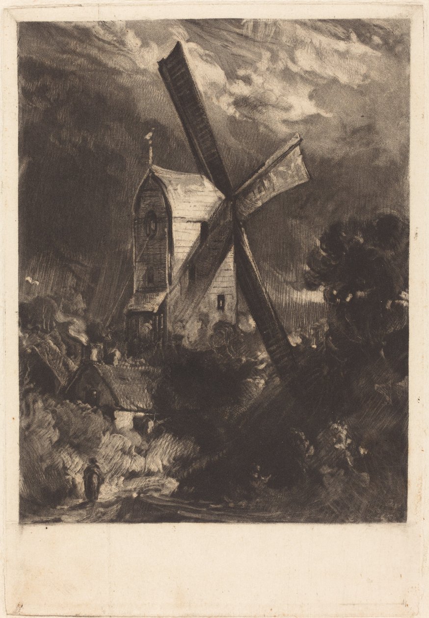 Mill nær Brighton av David Lucas after John Constable