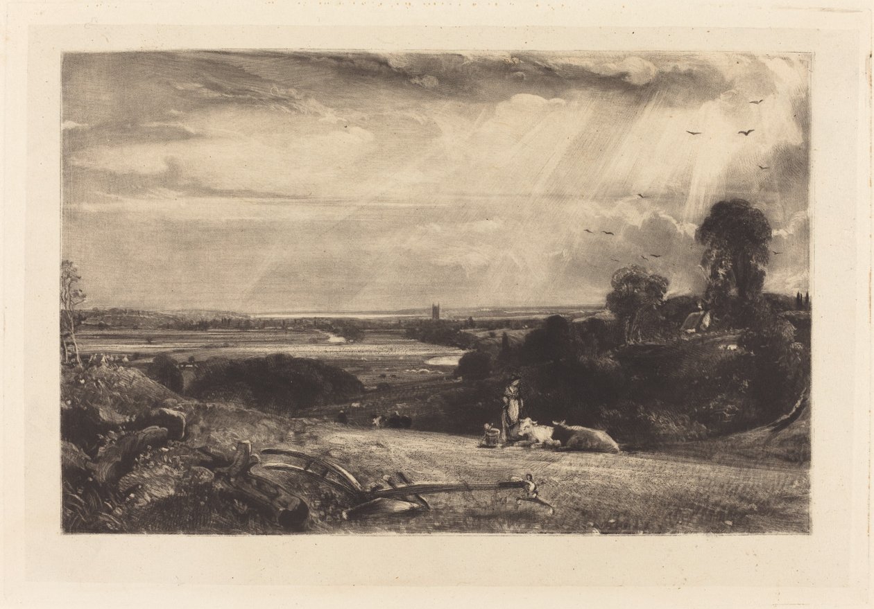 Sommermorgen av David Lucas after John Constable