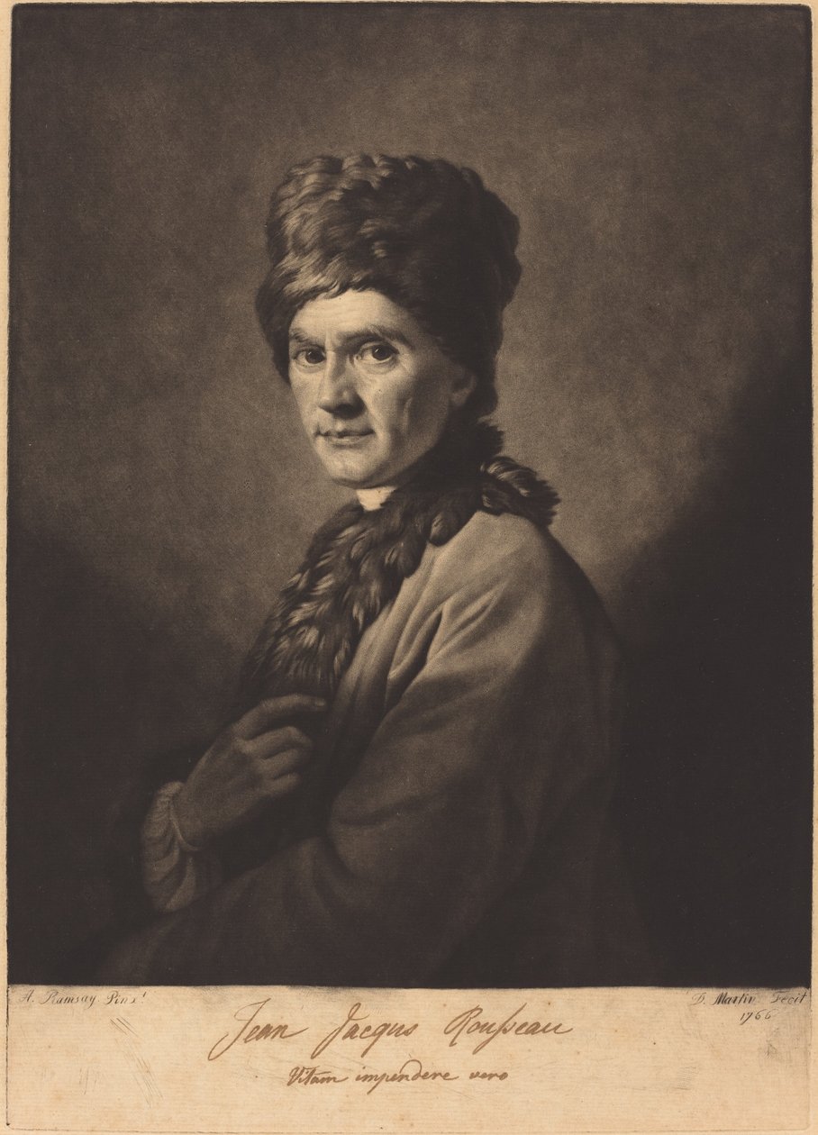 Jean-Jacques Rousseau av David Martin after Allan Ramsay