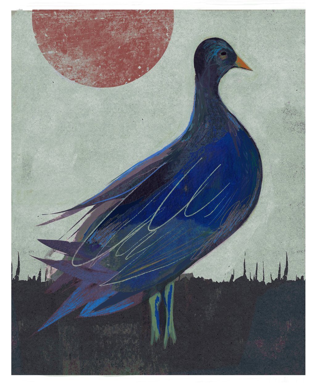 Pigeon Blues, 2023 (blandet media) av David McConochie