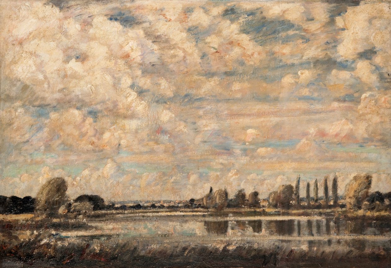 A River Scene (olje på lerret) av David Muirhead