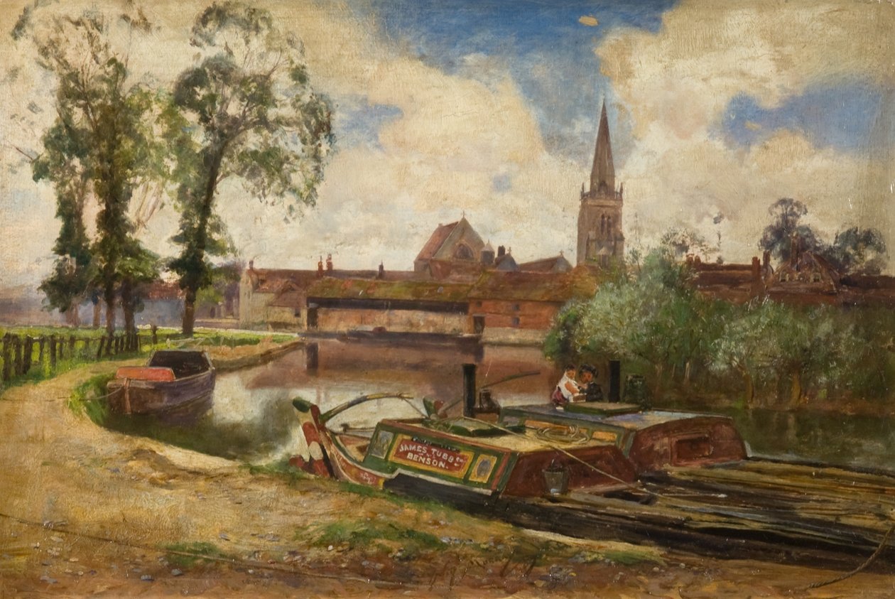 Canal Scene, ca. 1887 (olje på lerret) av David Murray