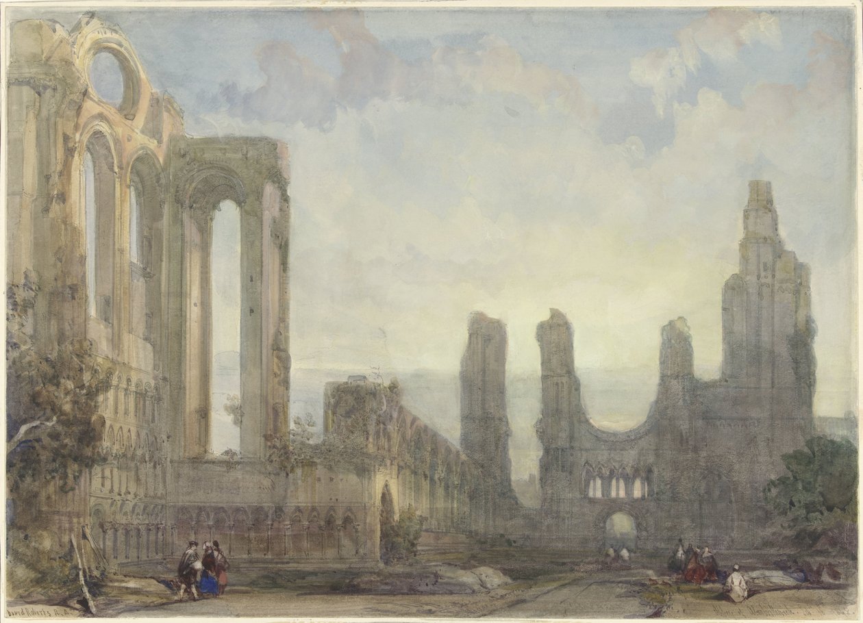 Aberbrothwick Abbey Ruins om natten av David Roberts