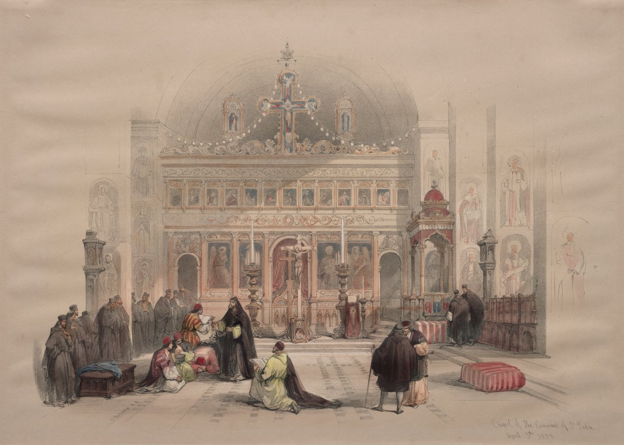 Chapel of the Convent of St. Saba   1303734   no       norwegian Successfully Translated  Original: Illustration for the ballad Der Gang nach dem Eisenhammer by Friedrich Schiller. Translat: Illustration for the ballad Der Gang nach dem Eisenhammer by Frie av David Roberts