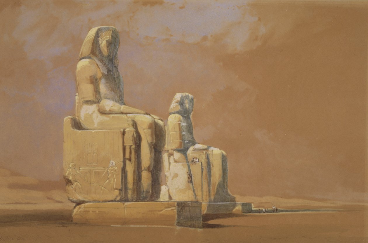 Colossi, Theben, 1838 av David Roberts
