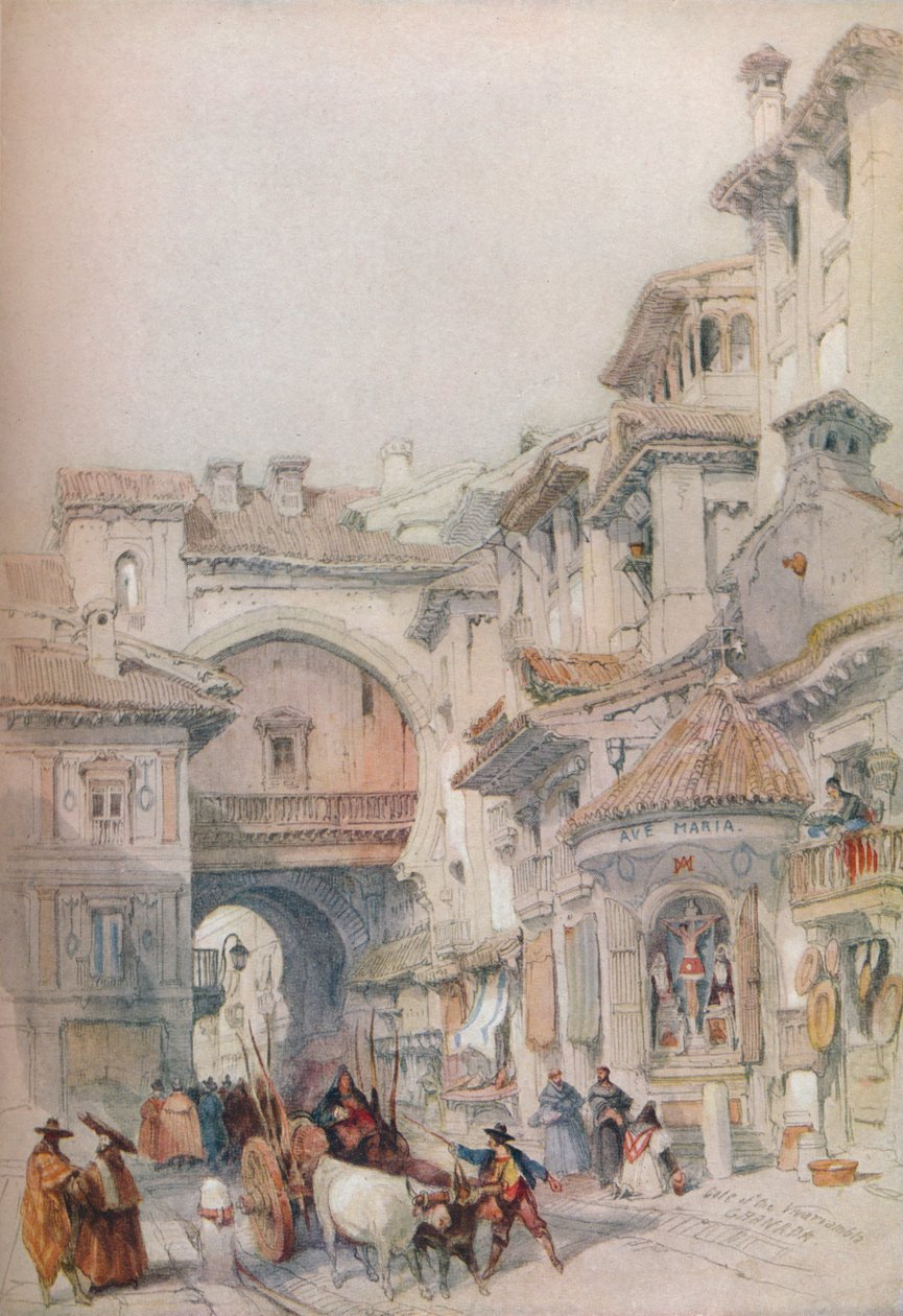Porten til Vivarrambla, Granada, 1830-tallet, 1930. av David Roberts