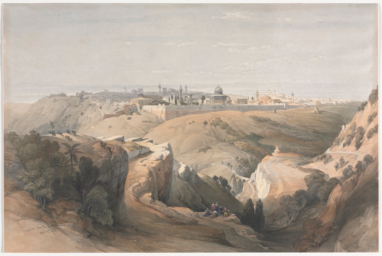 Jerusalem fra Oljeberget, 1839. av David Roberts