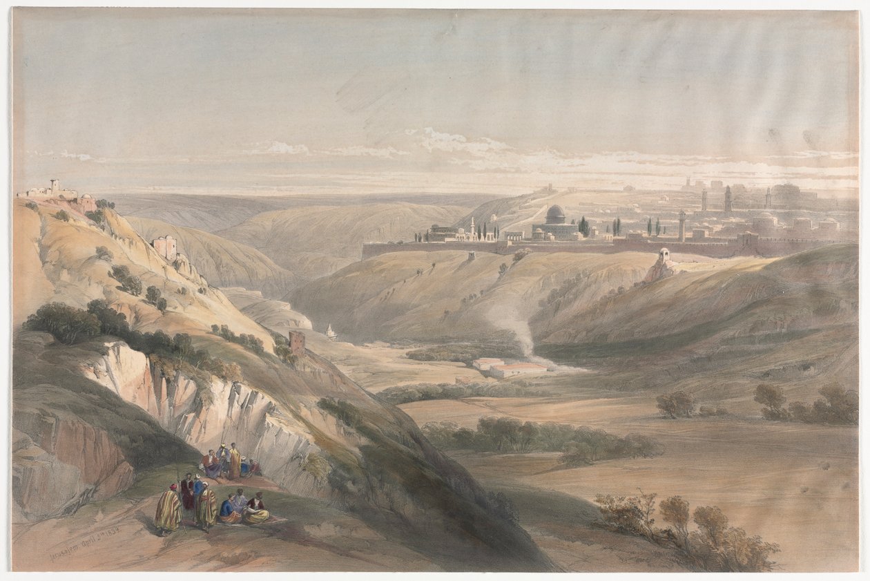 Jerusalem fra Oljeberget, 1839. av David Roberts