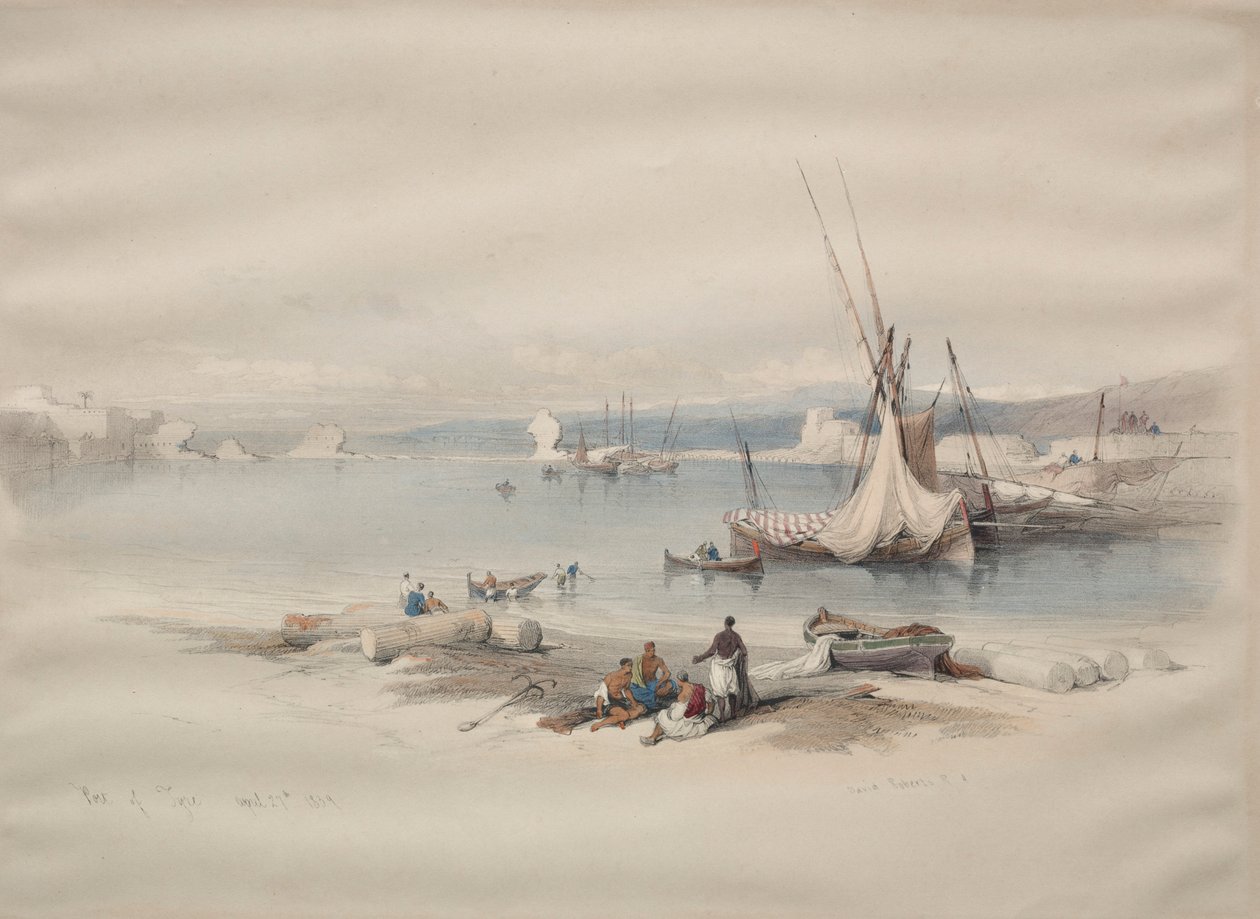 Tyrus havn, 1839. av David Roberts
