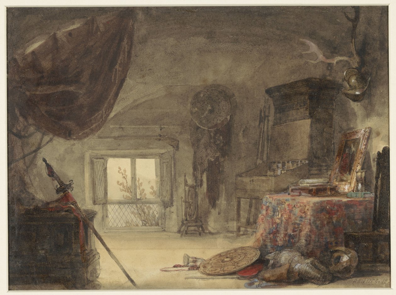 Loftsrom, innredet som studio av David Roberts