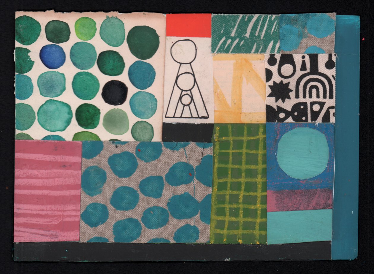 Familietre, 2023 (maling og collage) av David Shillinglaw