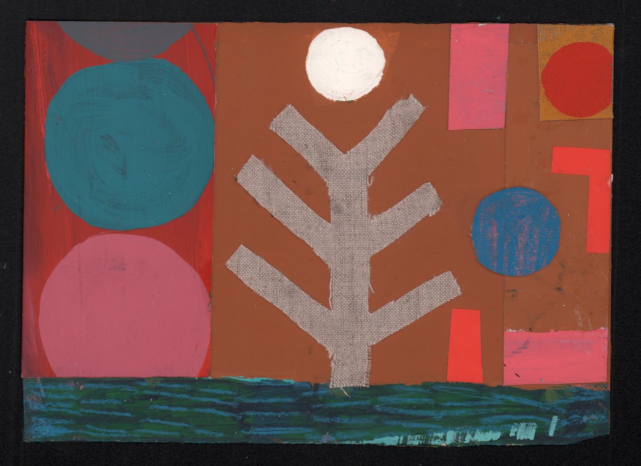 Full Moon Mustard, 2023 (maling og collage) av David Shillinglaw