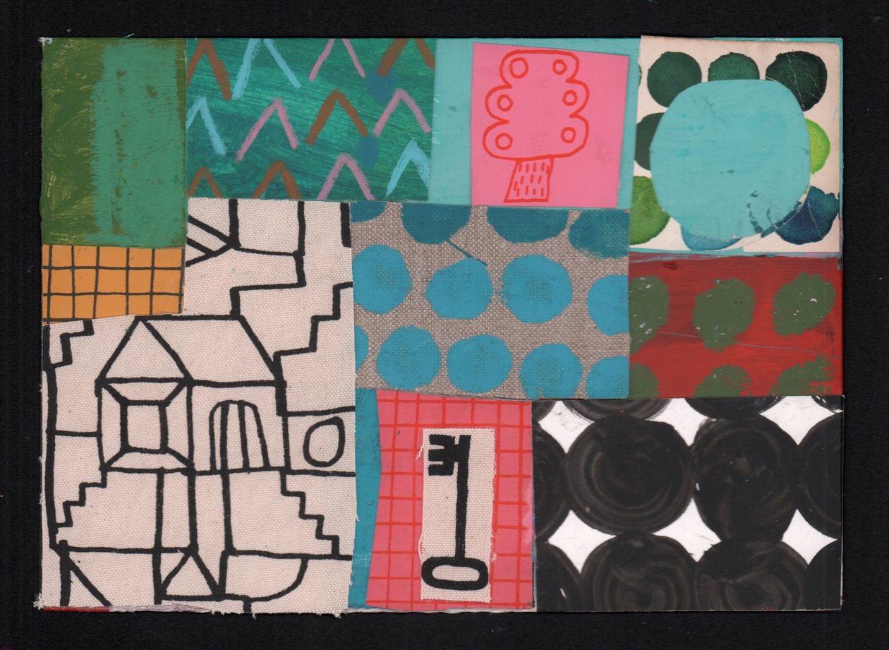Husnøkkel, 2023 (maling og collage) av David Shillinglaw
