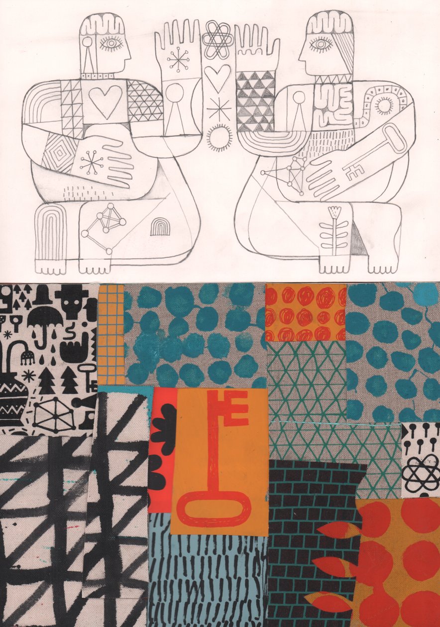 It's Chemical, 2023 (maling og collage) av David Shillinglaw