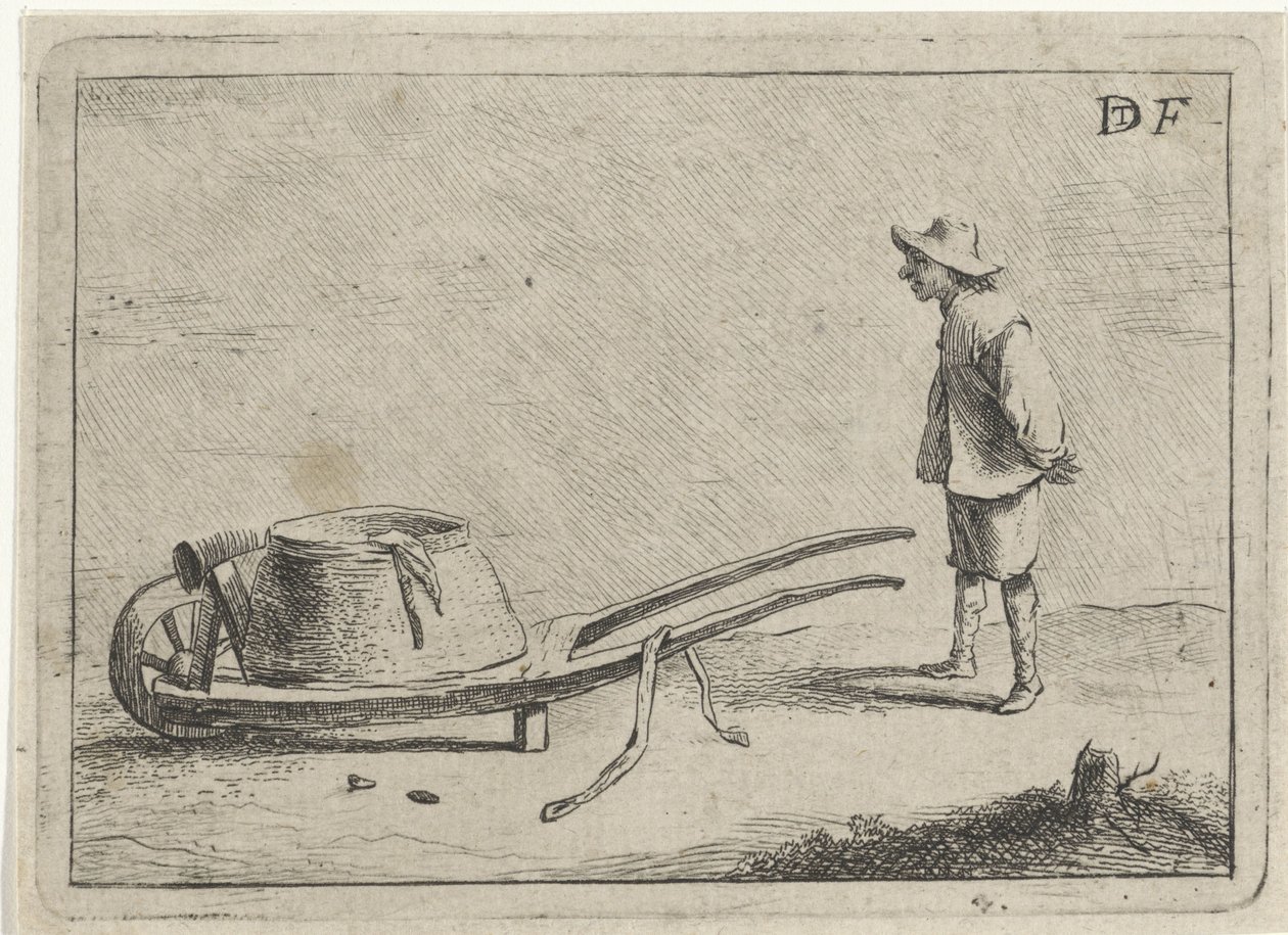 Mann ved en trillebår av David Teniers (II)