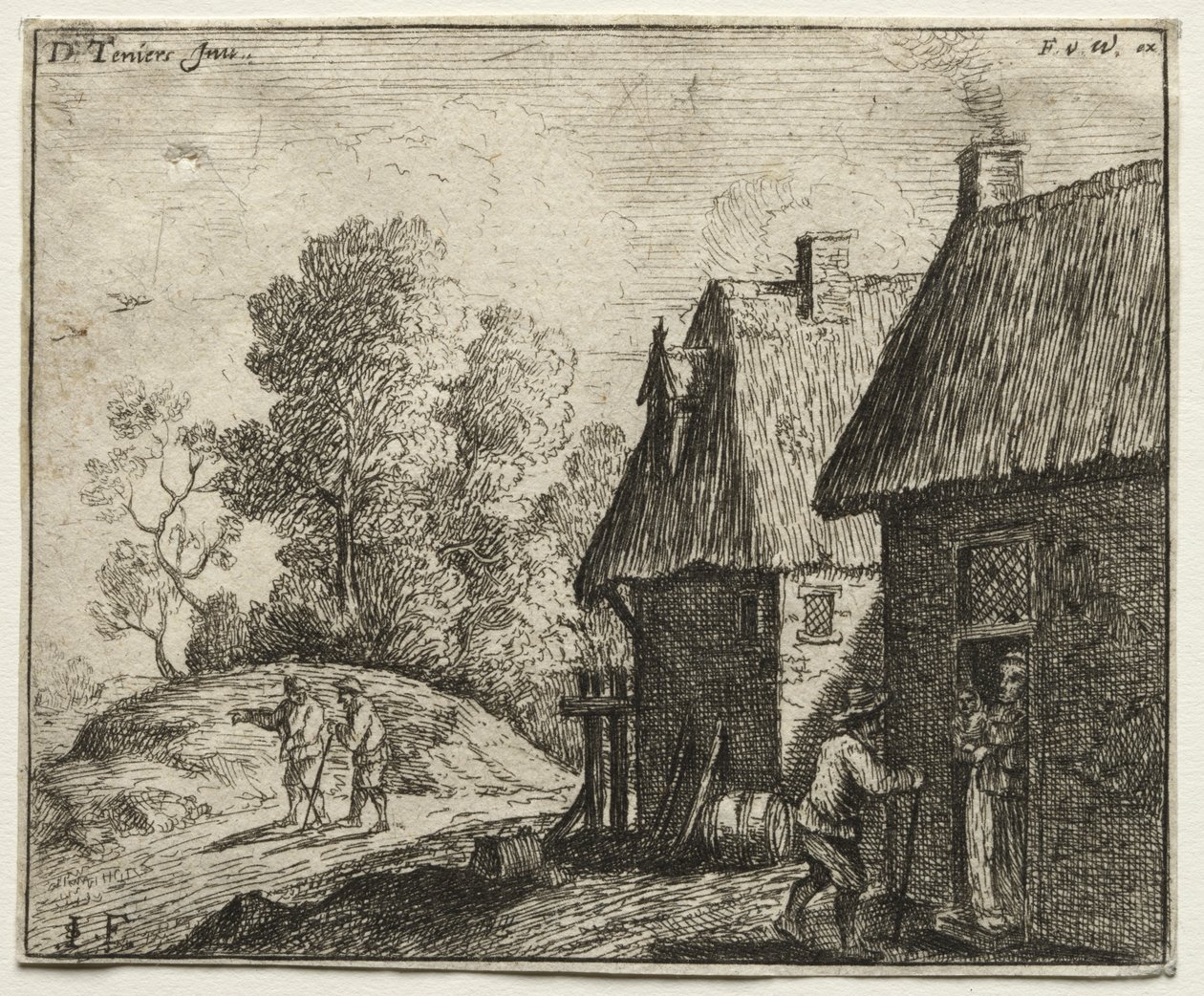 Bonde snakker med en kvinne av David Teniers