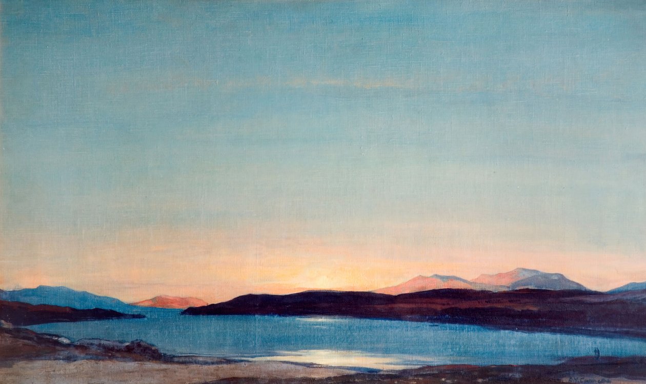 Solnedgang, Loch Rannoch, 1923. av David Young Cameron