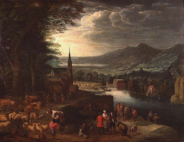 Et omfattende fjellandskap av David Teniers the Younger