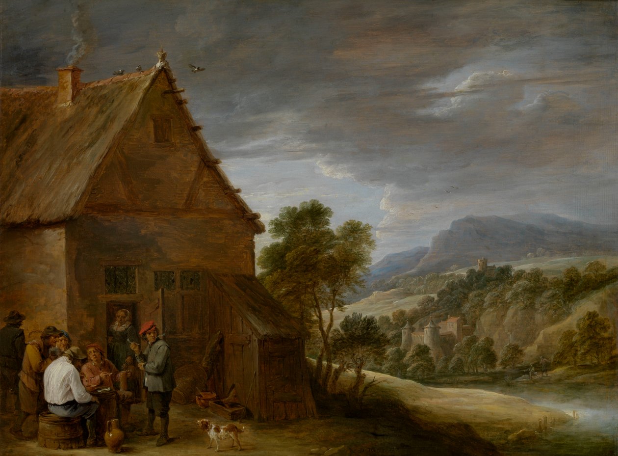 Taverna-scene (olje på panel) av David Teniers the Younger