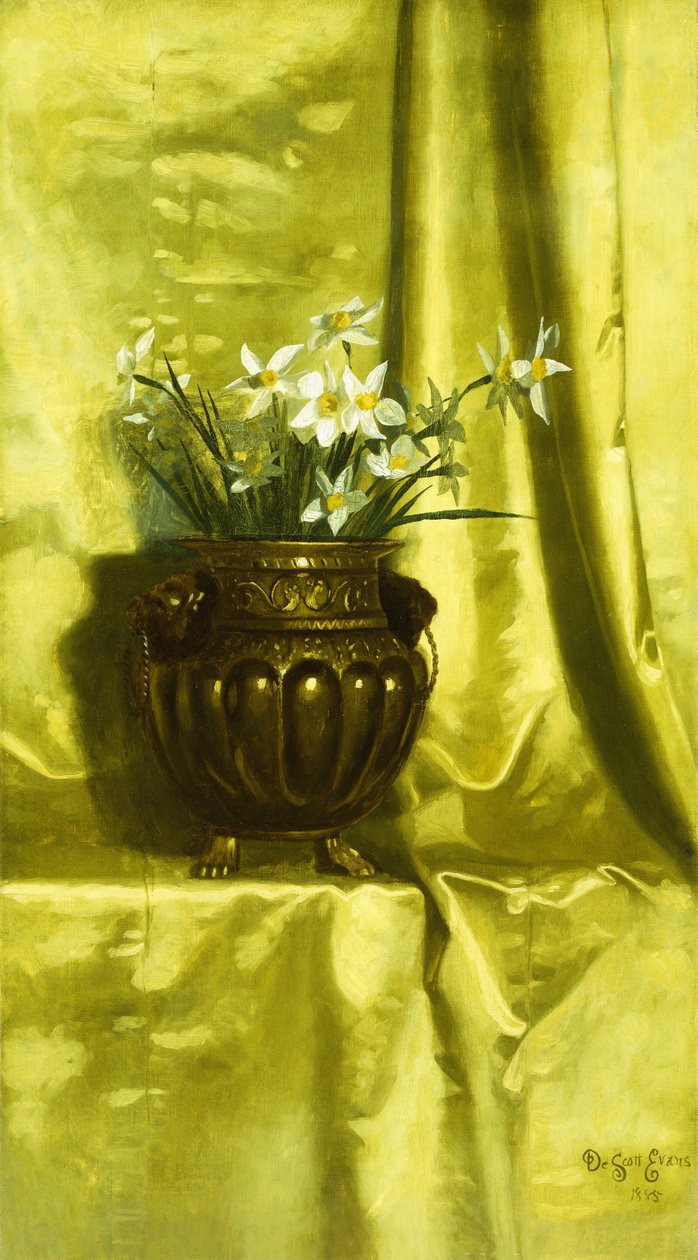 Narcissus i en messingvase, av De Scott Evans