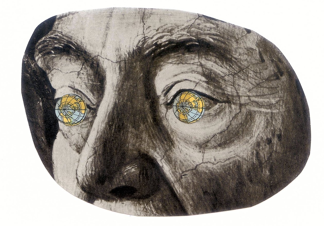 Globe eyes, 2016 (collage) av Deirdre Kelly
