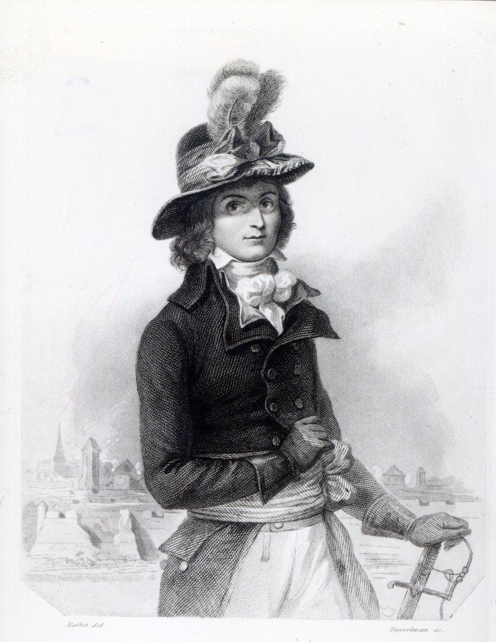 Louis Antoine de Saint-Just, gravert av Bosselman av Denis Auguste Marie Raffet