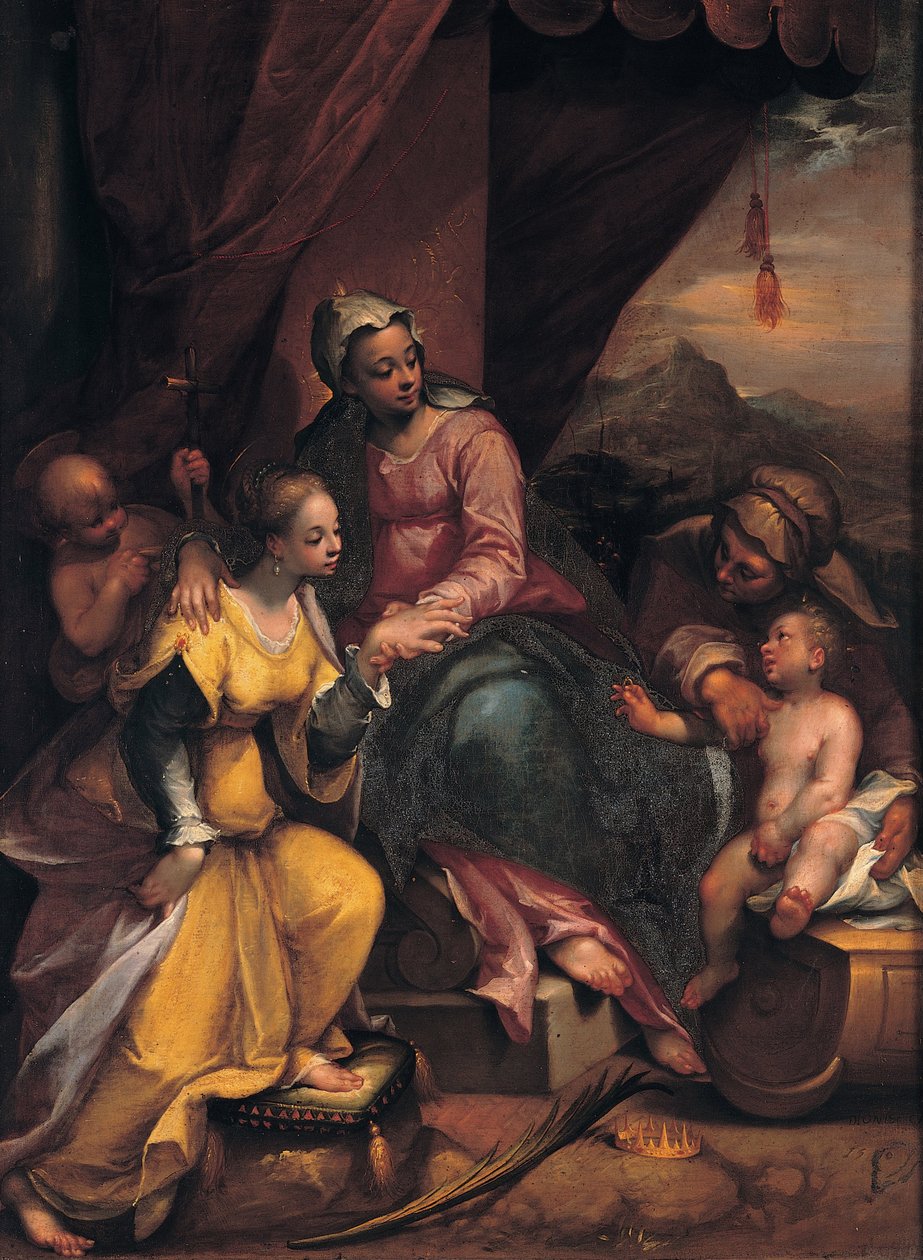 Det mystiske ekteskapet til Saint Catherine, 1590 av Denis Calvaert