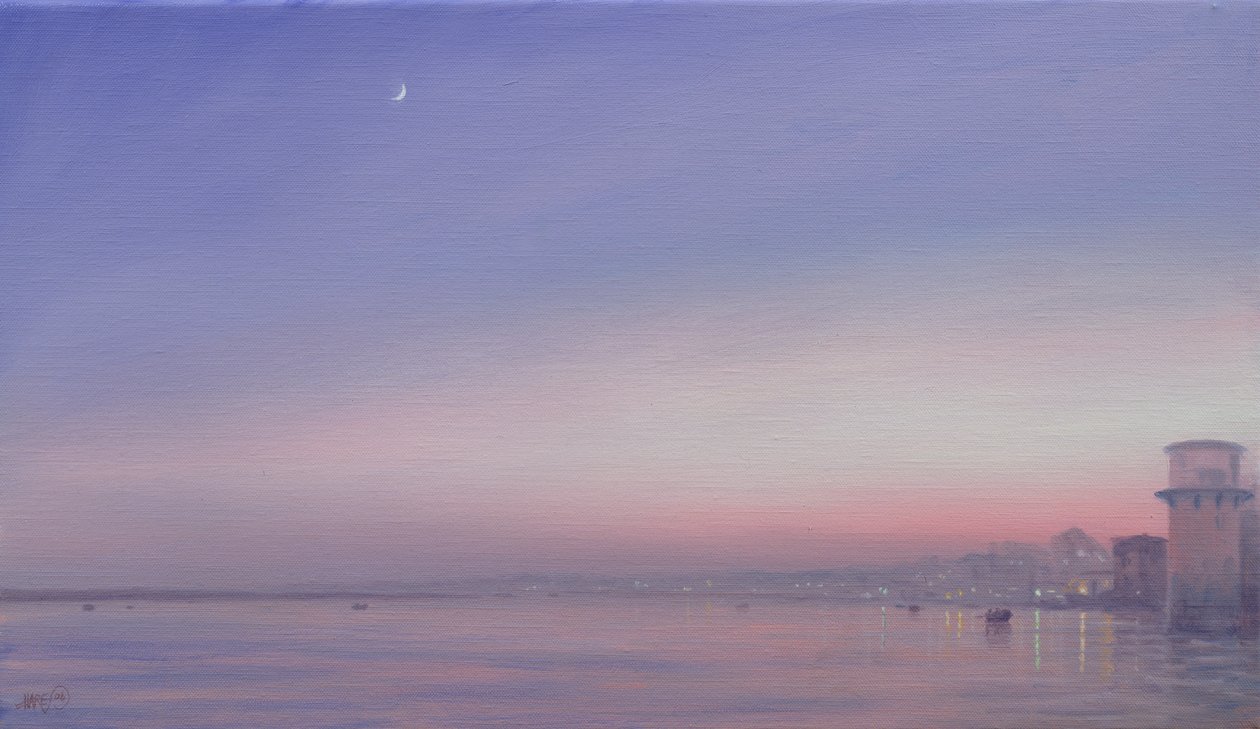 Månen over Varanasi av Derek Hare