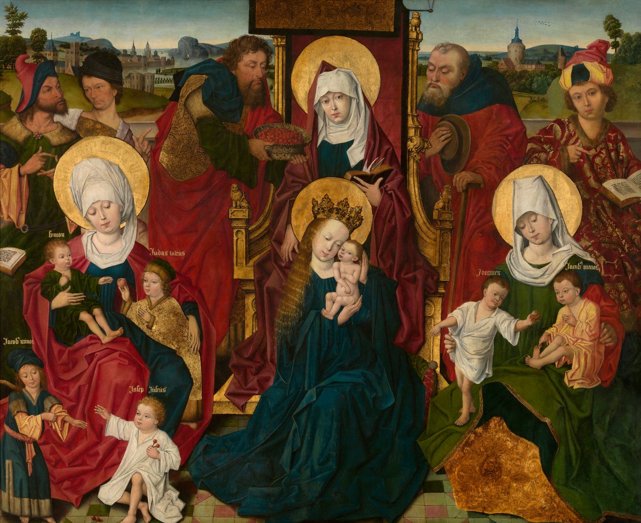 Holy Kinship (olje på lerret) av Derick Baegert