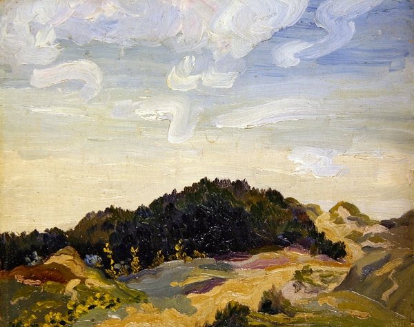 Landskap (olje om bord) av Derwent Lees