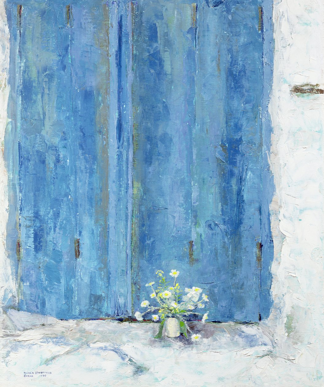 Blue Shutter, 1990 (bord) av Diana Schofield
