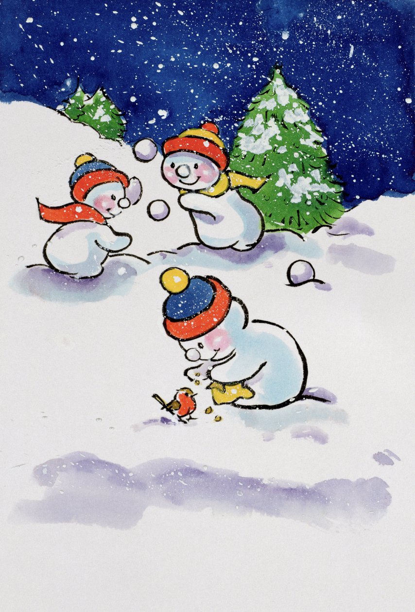 Little Snowmen Snowballing, 1996 (wc) av Diane Matthes